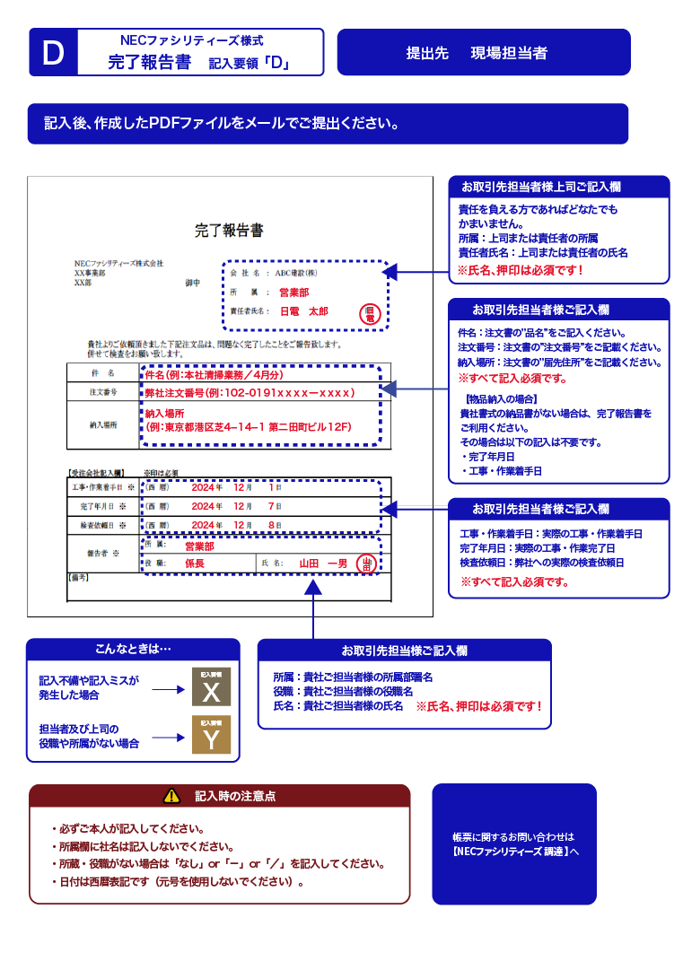 図：完了報告書の記入要領【D】